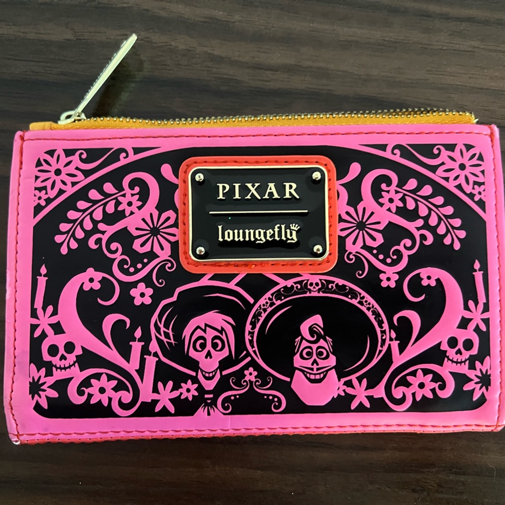 Loungefly Pixar Coco Pink and Black Floral Wallet
